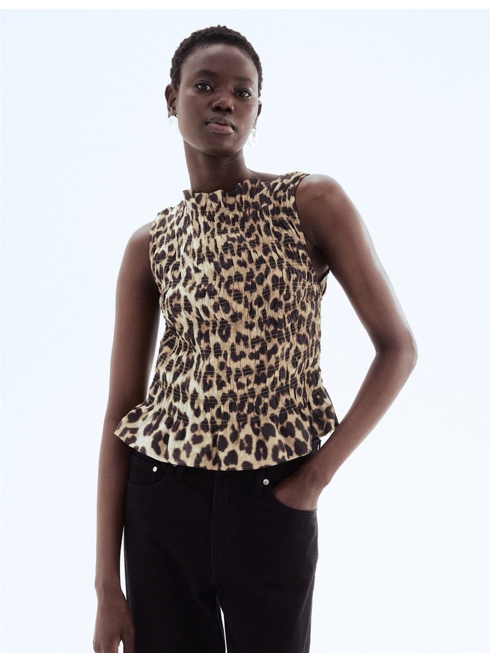 H&M• leopard print smocked top